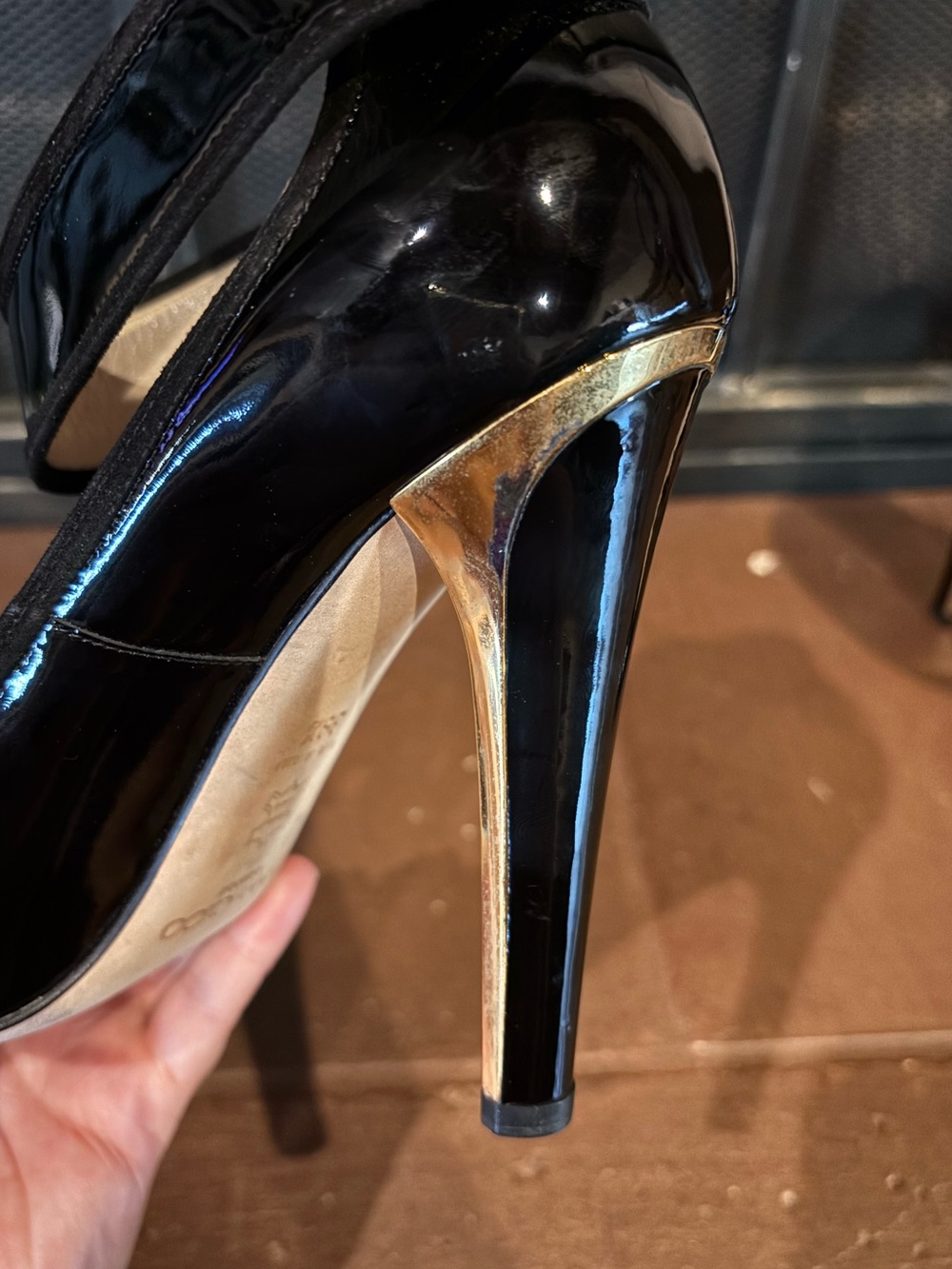 Jimmy Choo Black Patent Leather Heels with Buckle - Picture 7 of 10